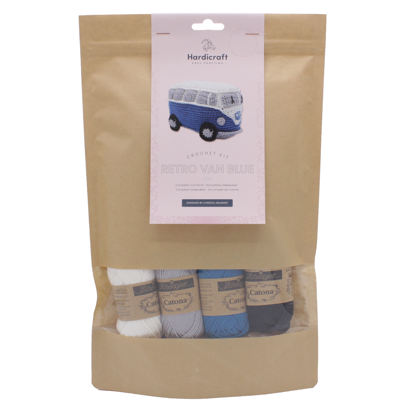 Retro busje blauw haakpakket
