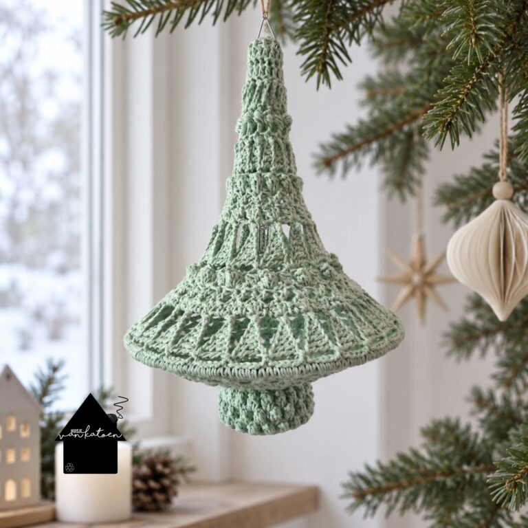 Detail van gehaakte kerstboom Holly, CAL van Antoinette van Schaik