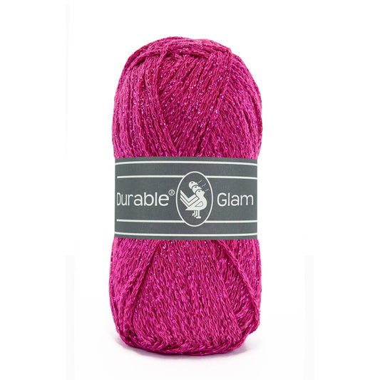 DURABLE Glam haakgaren in Fuchsia - glimmend katoen-polyester mengsel