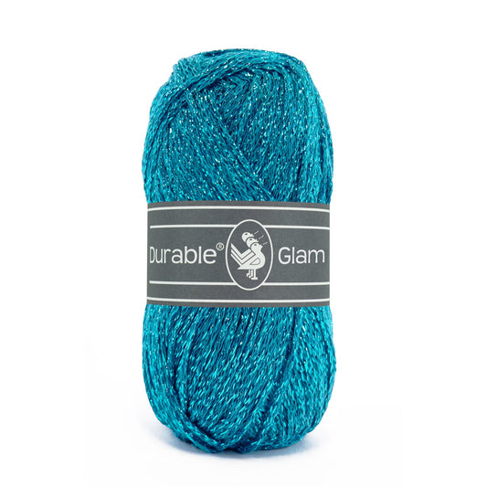 DURABLE Glam haakgaren in Turquoise - glimmend katoen-polyester mengsel