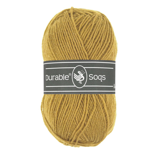 DURABLE Soqs in Golden olive - Sterke 4-ply sokkenwol met 75% wol