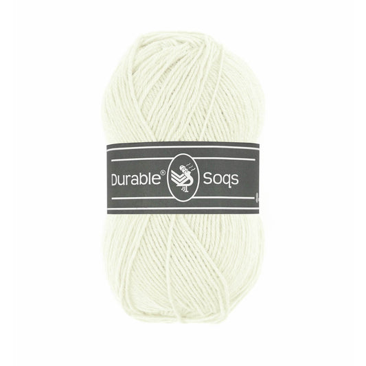 DURABLE Soqs in Ivory - Sterke 4-ply sokkenwol met 75% wol