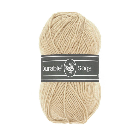 DURABLE Soqs in Cream tan - Sterke 4-ply sokkenwol met 75% wol