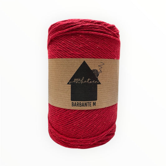 Huisje van Katoen Barbante M in Valentijn Rood - 100% gerecycled katoengaren