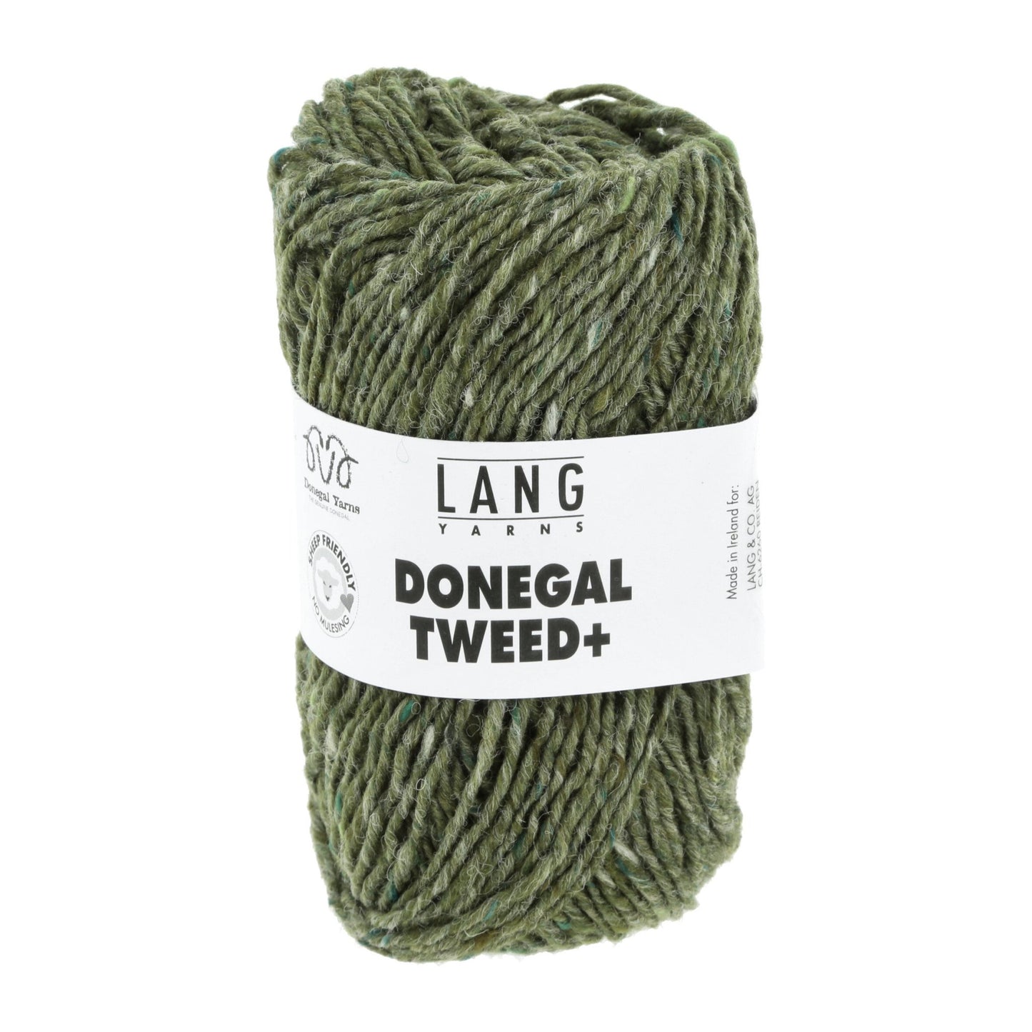 Donegal Tweed + wolgaren in groen - zachte draad na wassen