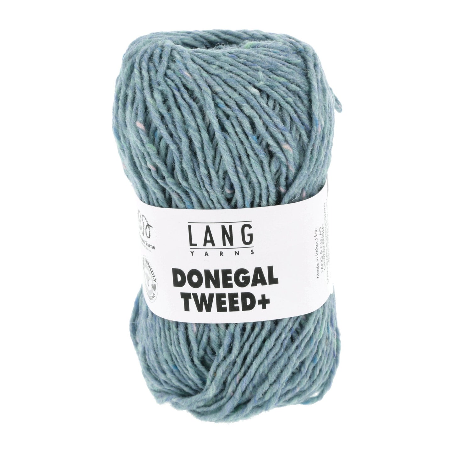 Donegal Tweed + wolgaren in zeegroen - looplengte van 105 meters per bol