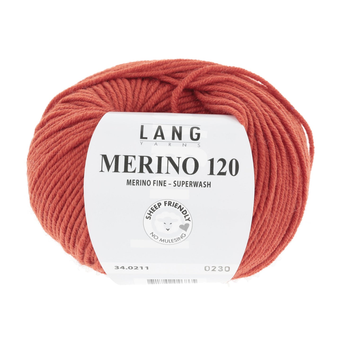 LANG YARNS Merino 120 in baksteen - superzacht garen voor truien