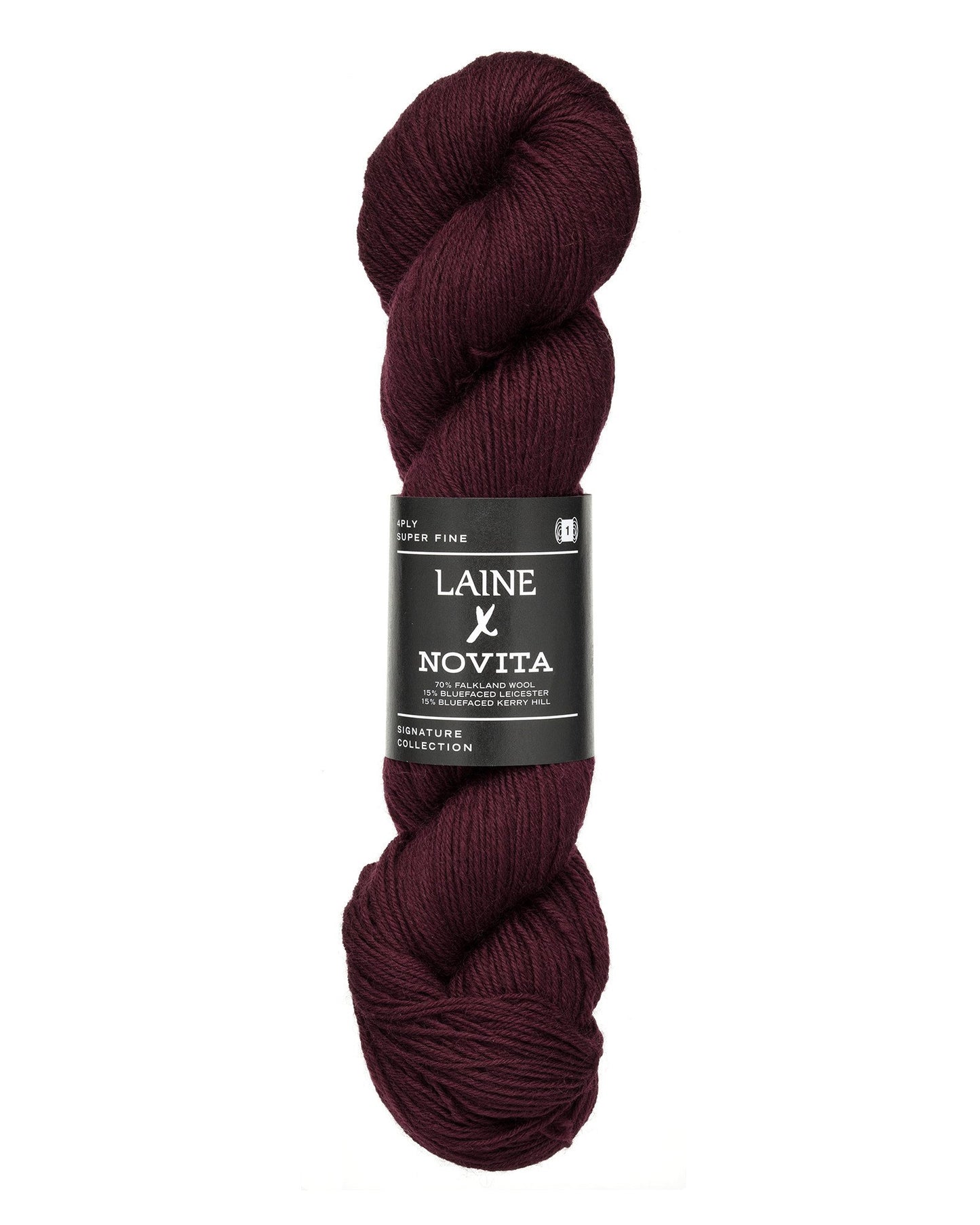Novita x Laine DK breigaren in deep burgundy - hoogwaardig wolgaren voor breien en haken