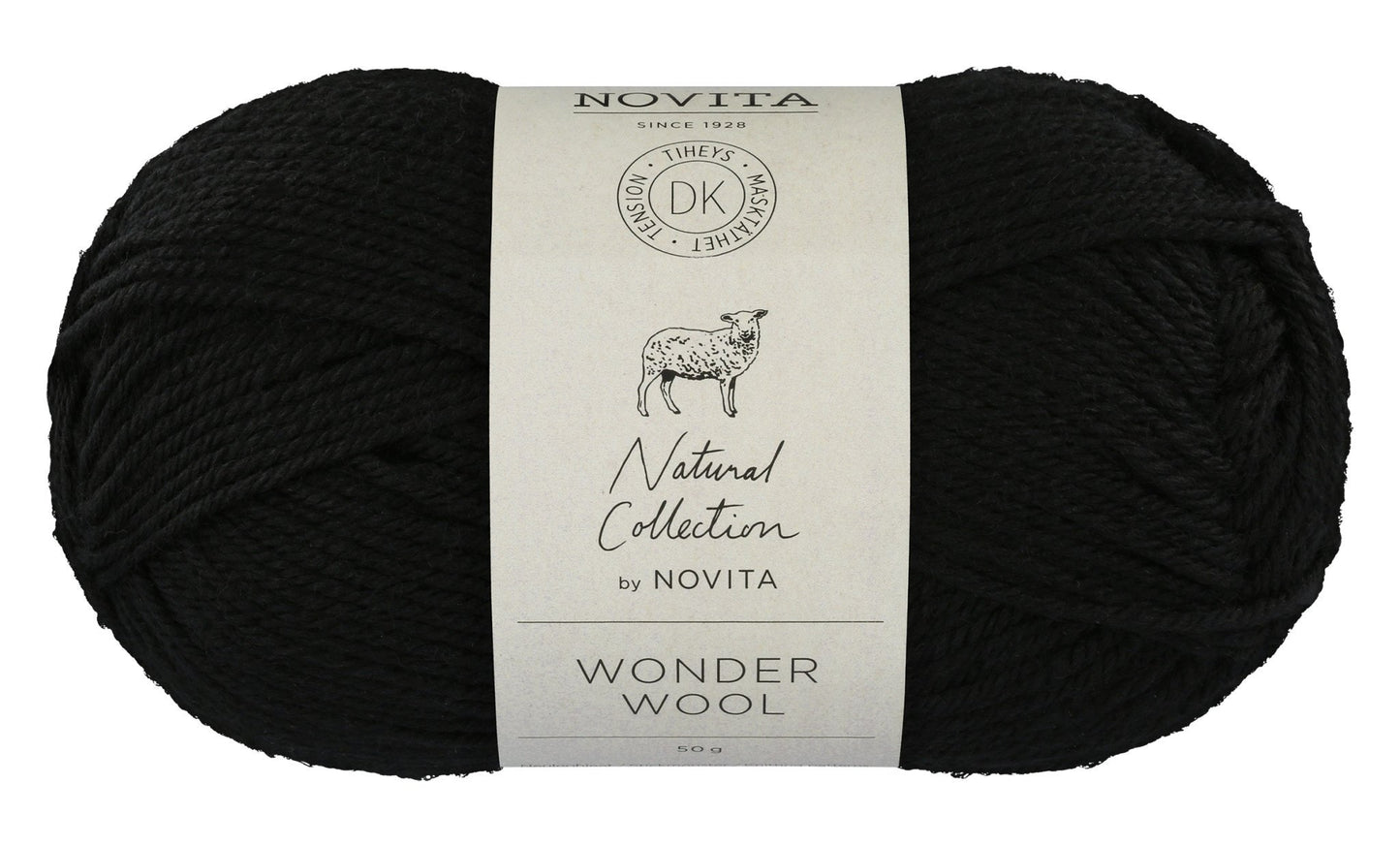 Novita Wonder Wool DK in Black 50gr. - Zacht en duurzaam 100% wolgaren voor breien en haken