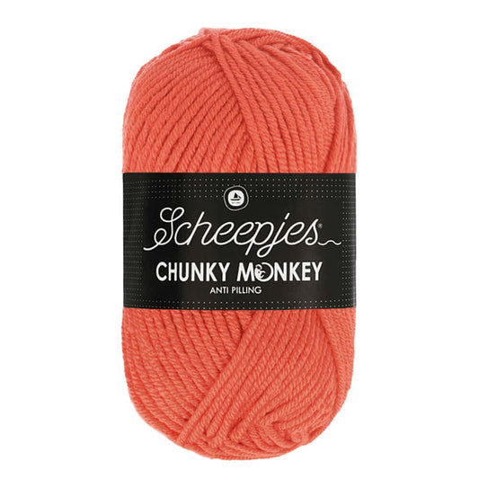 Scheepjes Chunky Monkey breigaren in coral - dikke acrylbreigaren voor warme projecten