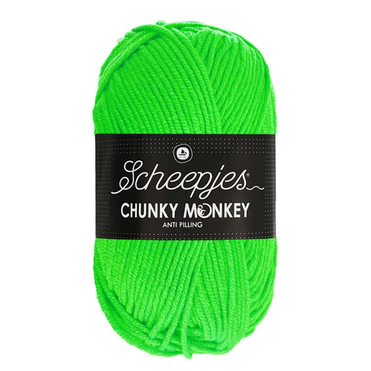 Scheepjes Chunky Monkey breigaren in neon green - dikke acrylbreigaren voor warme projecten