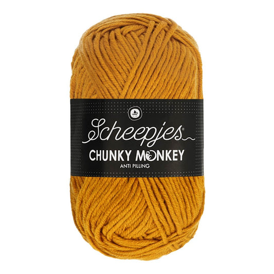 Scheepjes Chunky Monkey breigaren in ochre - dikke acrylbreigaren voor warme projecten