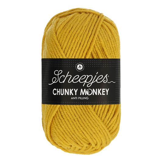 Scheepjes Chunky Monkey breigaren in mustard - dikke acrylbreigaren voor warme projecten