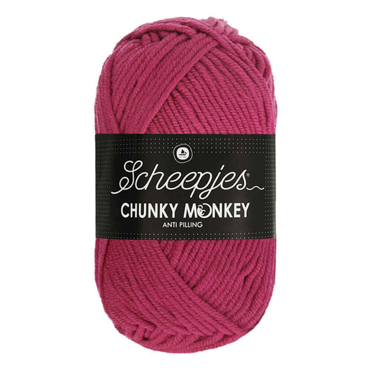 Scheepjes Chunky Monkey breigaren in deep fuchsia - dikke acrylbreigaren voor warme projecten