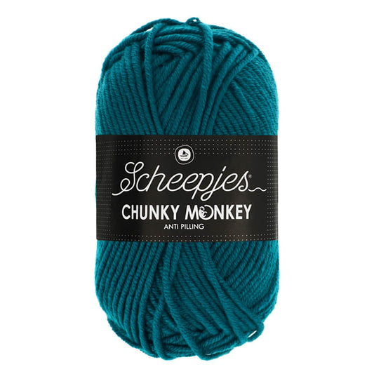 Scheepjes Chunky Monkey breigaren in teal - dikke acrylbreigaren voor warme projecten