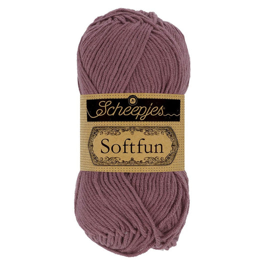 SCHEEPJES Softfun breigaren in 2624 Mauve - zijdezacht katoen-acryl mengsel voor breien en haken