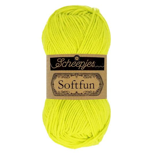 SCHEEPJES Softfun breigaren in Citrus Lime - zijdezacht katoen-acryl mengsel voor breien en haken