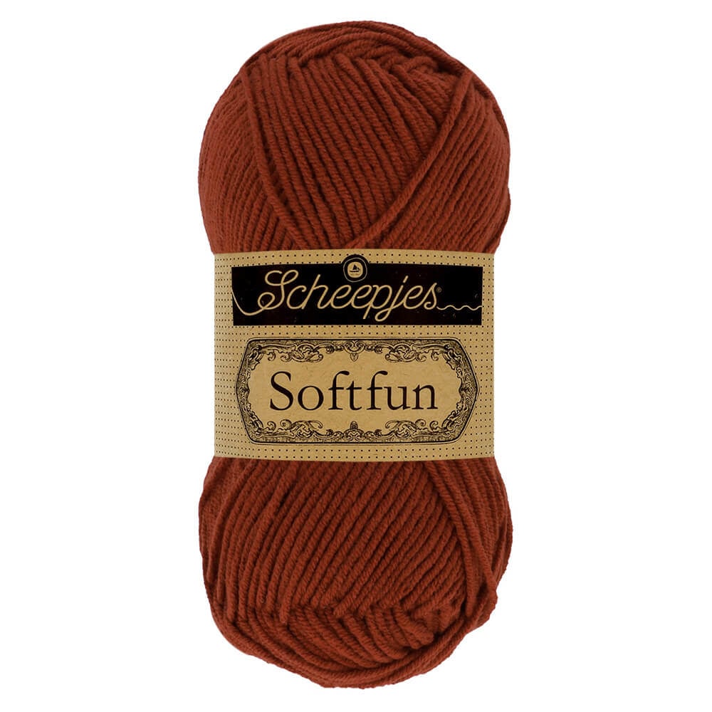SCHEEPJES Softfun breigaren in Rust - zijdezacht katoen-acryl mengsel voor breien en haken