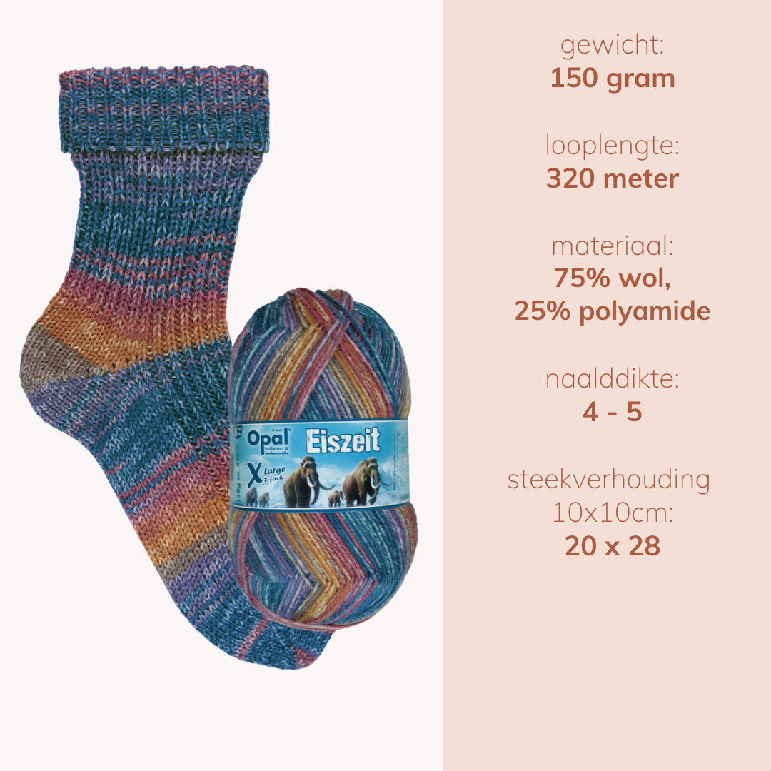 Opal XLarge Eiszeit 8-draads sokkenwol voor warme huissokken