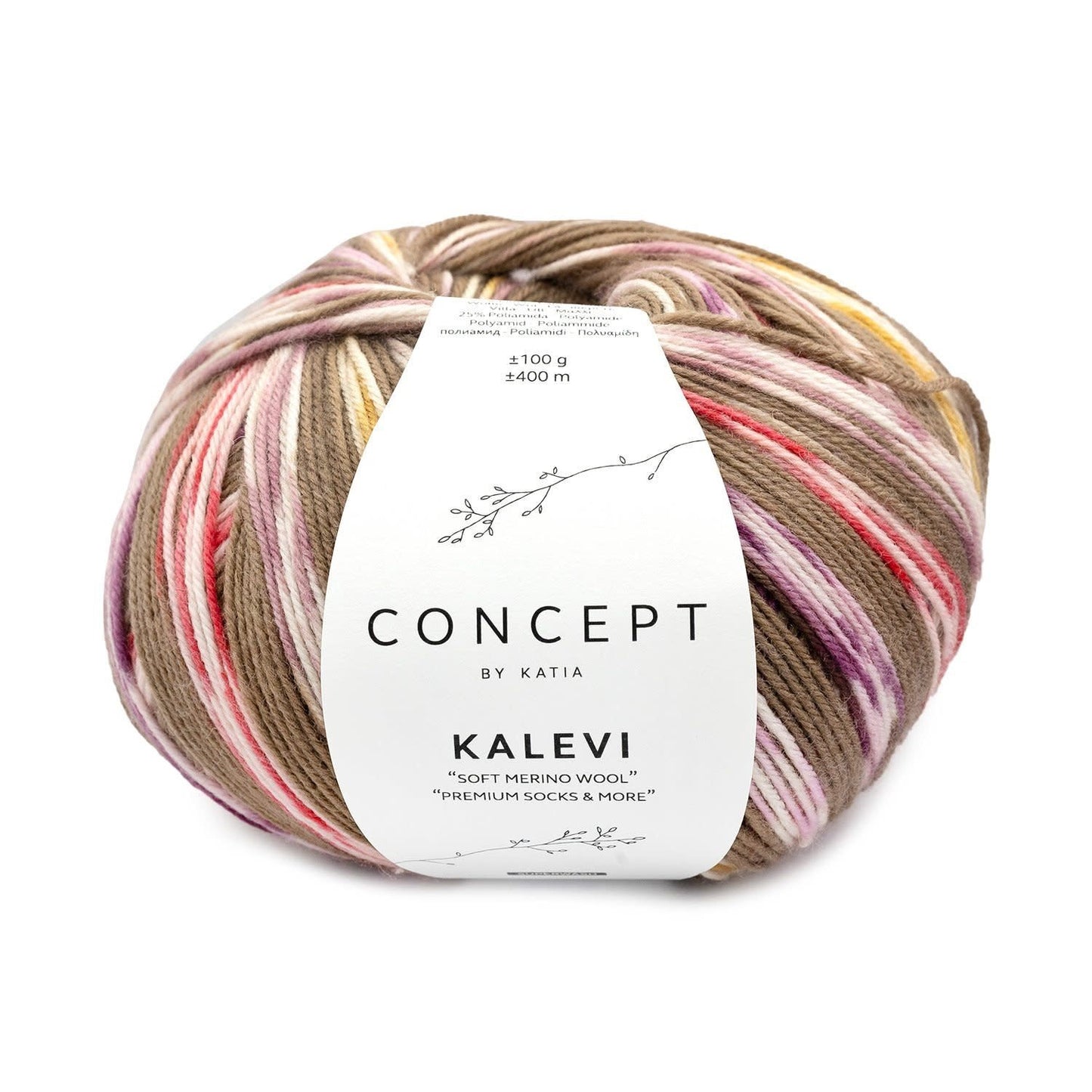 Katia Concept Kalevi Socks in kleur 201 - 4-draads merino sokkenwol met zelfstrepende kleuring