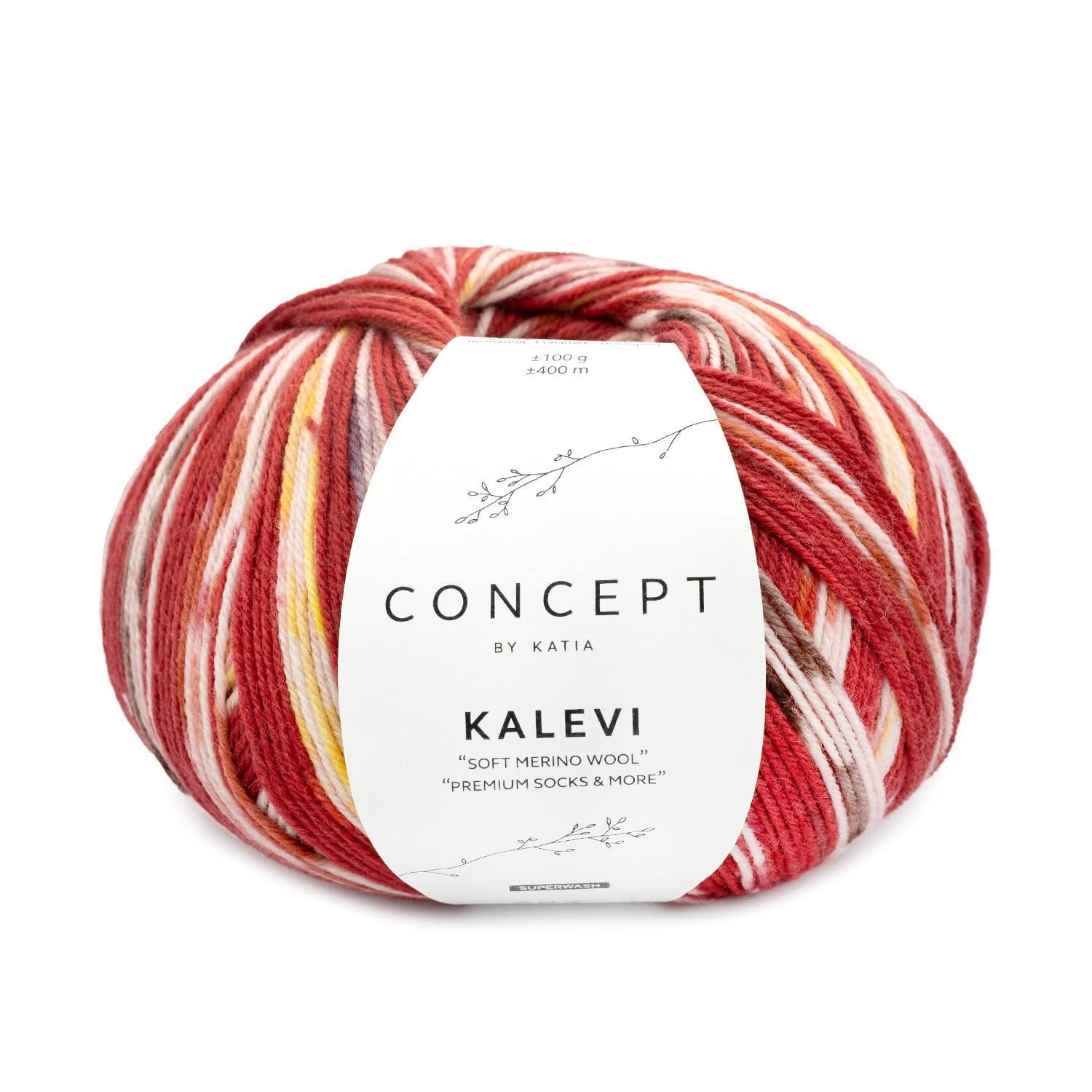 Katia Concept Kalevi Socks in kleur 204 - 4-draads merino sokkenwol met zelfstrepende kleuring