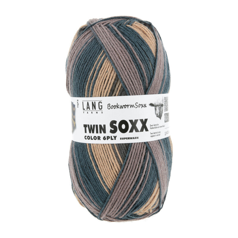 LANG Yarns Twin Soxx Color 6-ply kleur 0577 petrol/taupe/oker