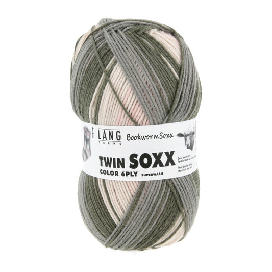 LANG Yarns Twin Soxx Color 6-ply kleur 0578 olijfgroen/grijs/zalmroze