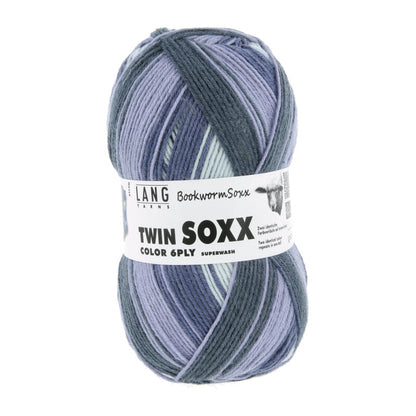 LANG Yarns Twin Soxx Color 6-ply kleur 0581 lila/blauw/grijs