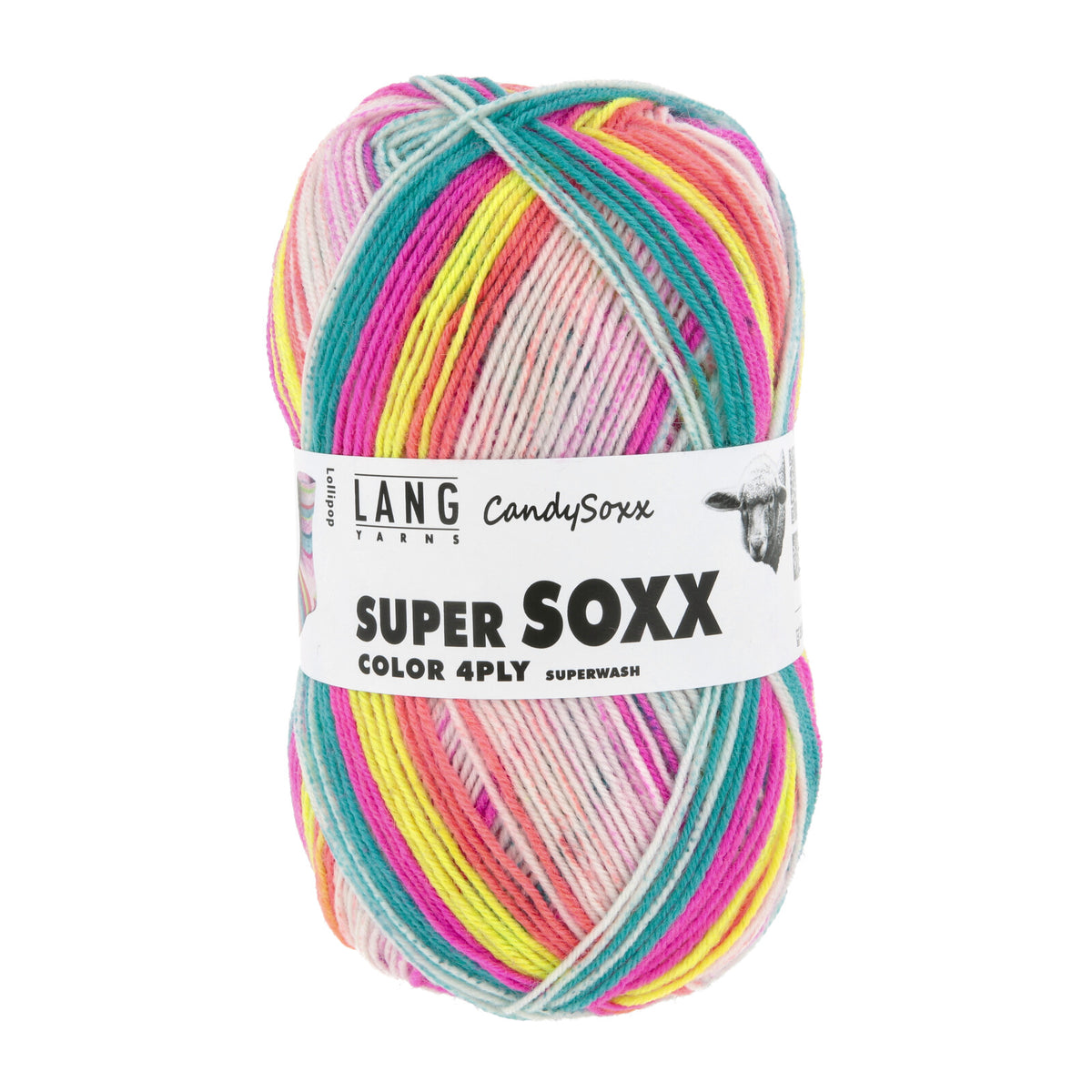 LANG Yarns Super Soxx Color 4-ply CandySoxx kleur 590 Lollipop: bol sokkenwol