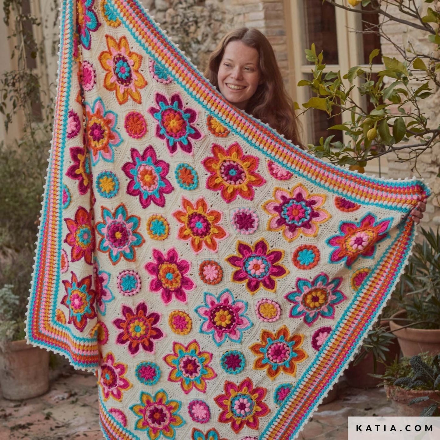 Katia Flowers Forever CAL Kit Basic Merino - Merinowol haakgaren voor luxueuze deken