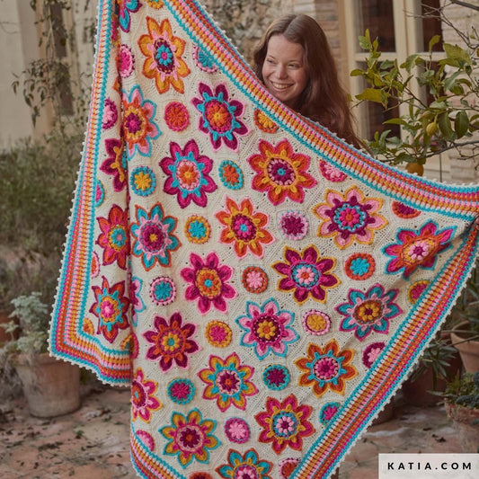 Katia Flowers Forever CAL Kit UNICO - 100% acryl haakgaren voor bloemen deken
