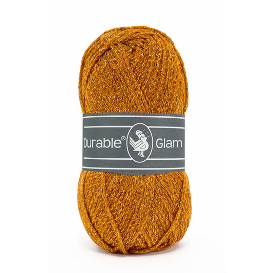 DURABLE Glam haakgaren in Ochre - glimmend katoen-polyester mengsel