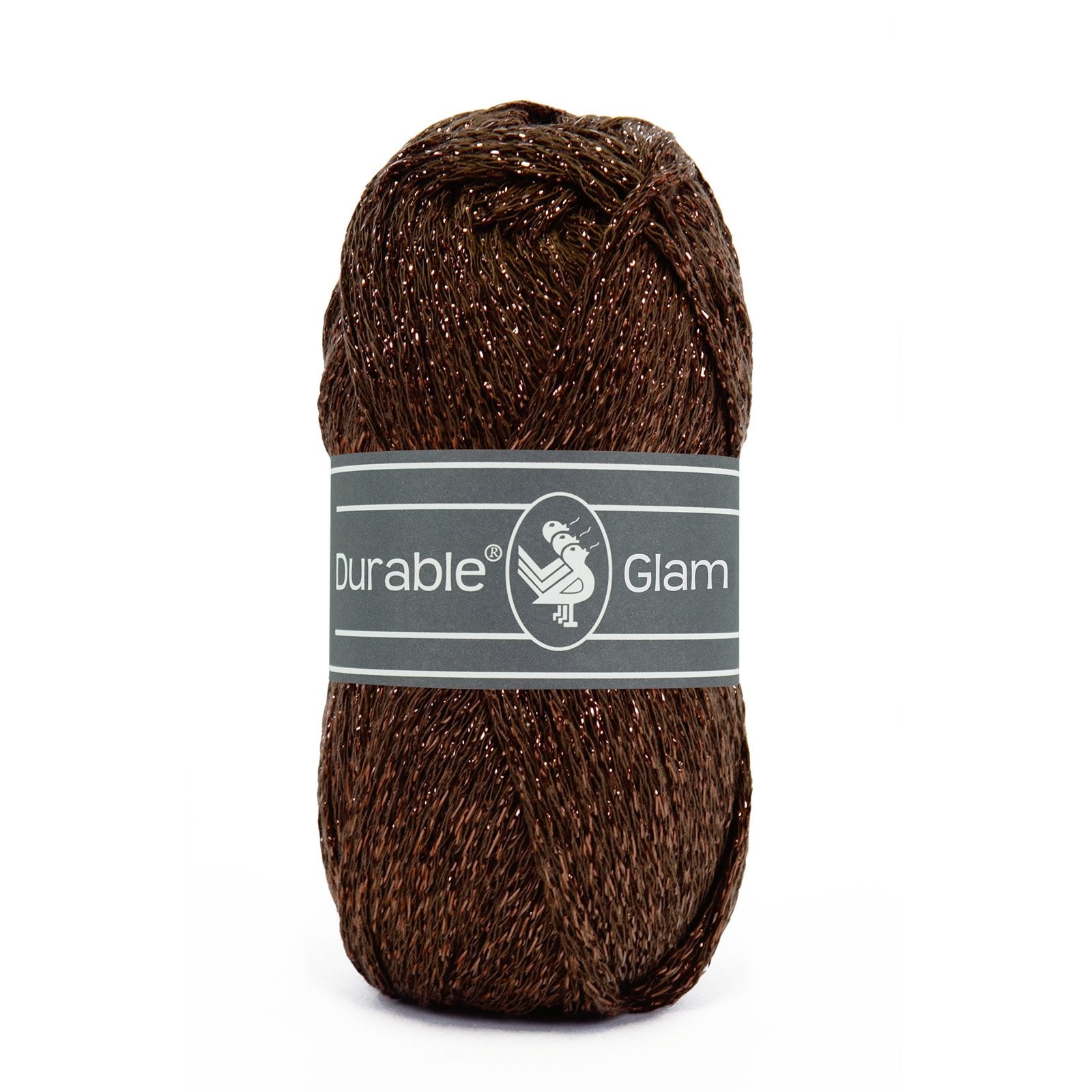 DURABLE Glam haakgaren in Dark brown - glimmend katoen-polyester mengsel