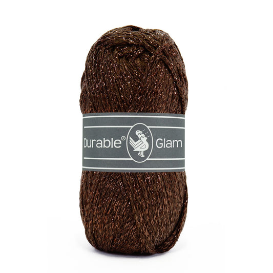DURABLE Glam haakgaren in Dark brown - glimmend katoen-polyester mengsel