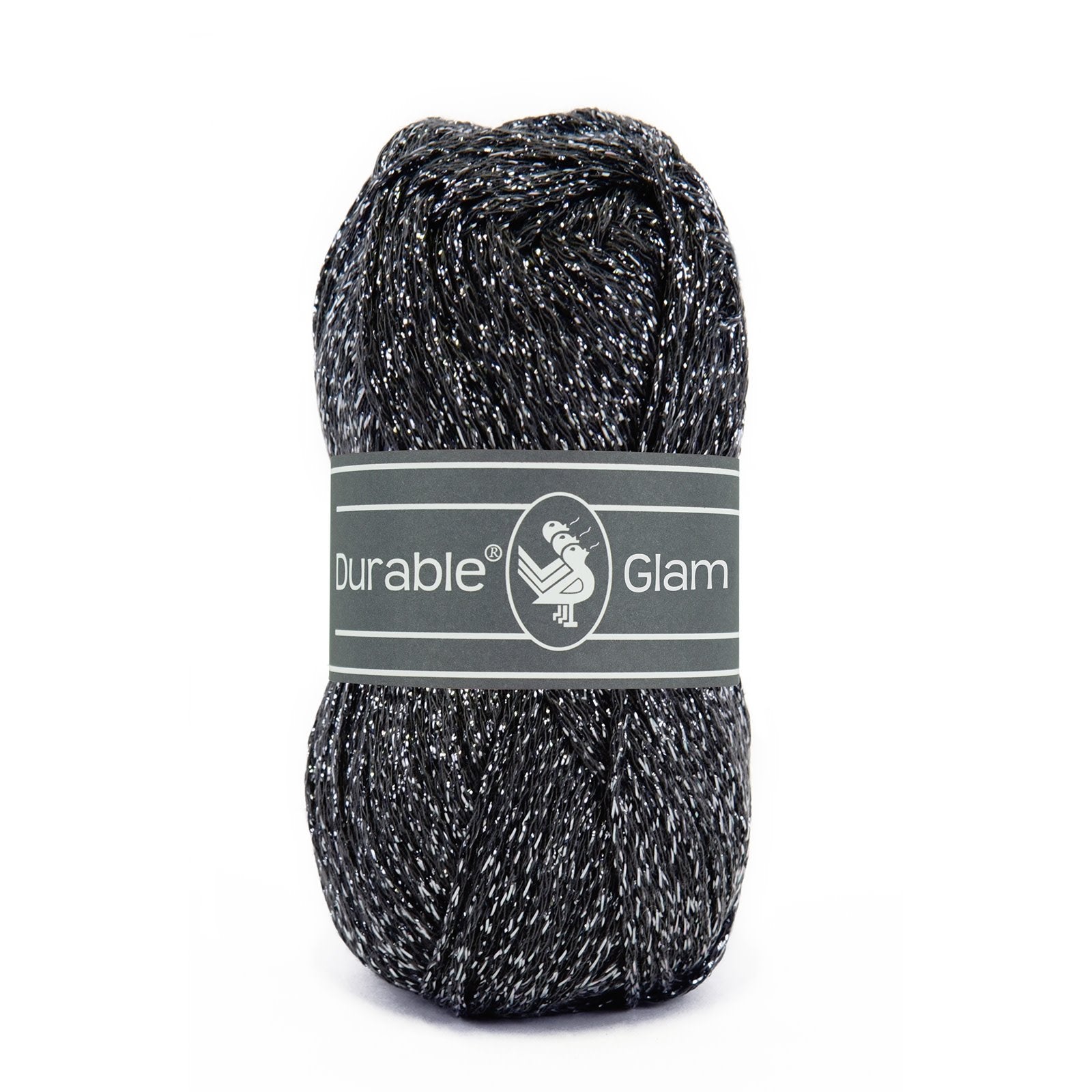 DURABLE Glam haakgaren in Charcoal - glimmend katoen-polyester mengsel