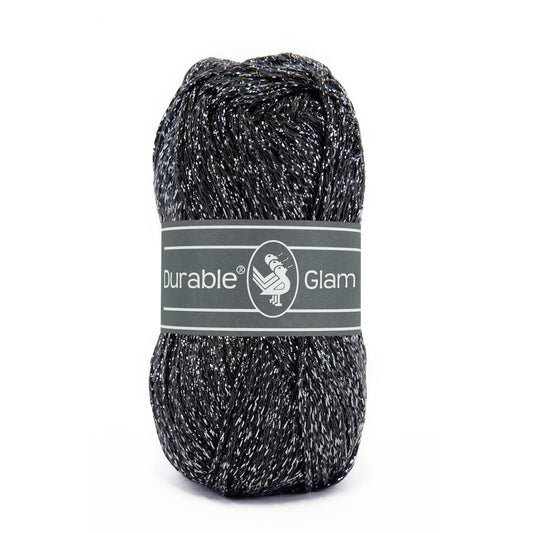 DURABLE Glam haakgaren in Charcoal - glimmend katoen-polyester mengsel