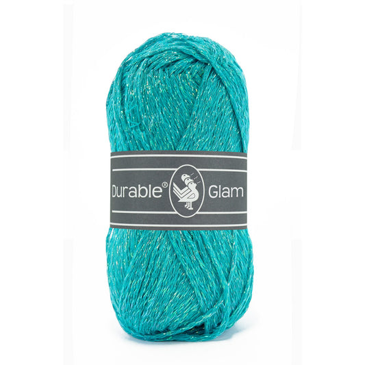 DURABLE Glam haakgaren in Tropical green - glimmend katoen-polyester mengsel