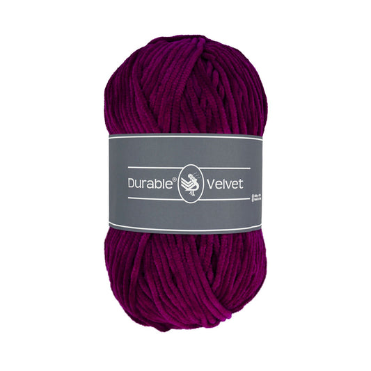 Durable Velvet haakgaren in Plum - rijke kleur voor interieur en kleding