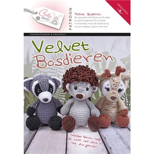 Durable Velvet Haakpatroonboekje Bosdieren - Schattige wasbeer, egel en hert patronen