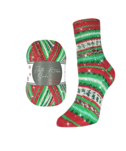 Rellana Flotte Socke Christmas 4-ply kleur metallic