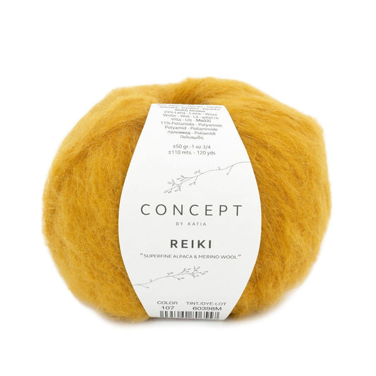 Katia Concept Reiki breigaren oker geel - luxe breigaren voor zachte kleding