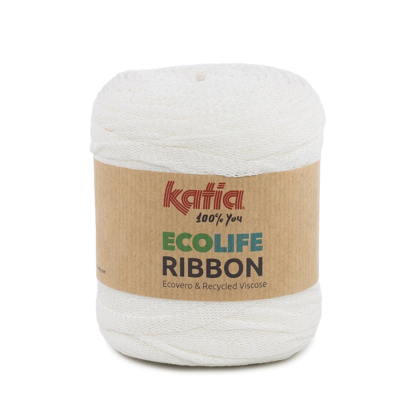 Katia Ecolife Ribbon wit – Duurzaam lintgaren voor breien en haken