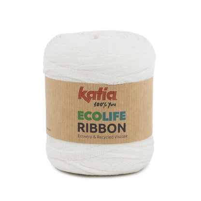 Katia Ecolife Ribbon wit – Duurzaam lintgaren voor breien en haken