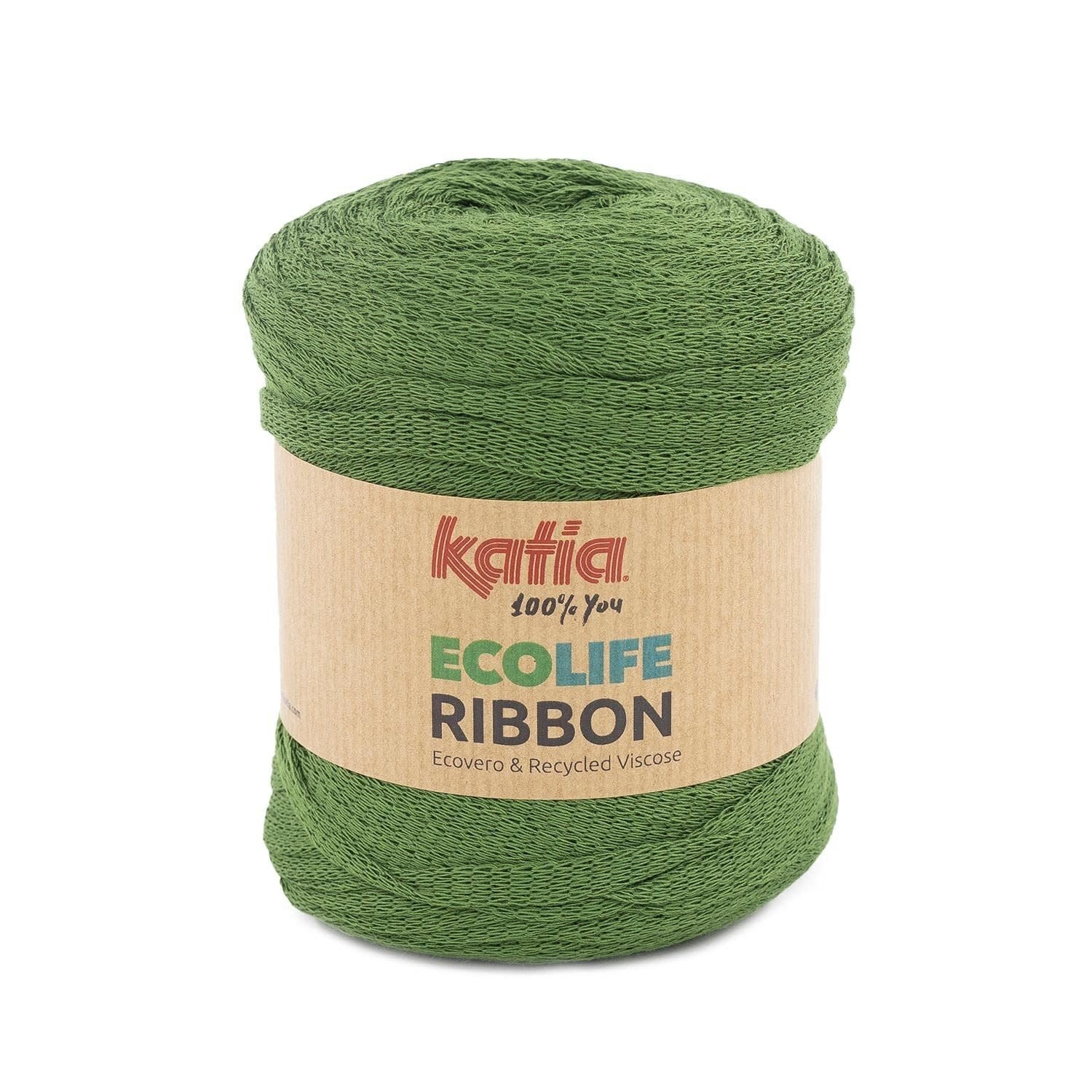 Katia Ecolife Ribbon groen – Stijlvol lintgaren voor breien en haken