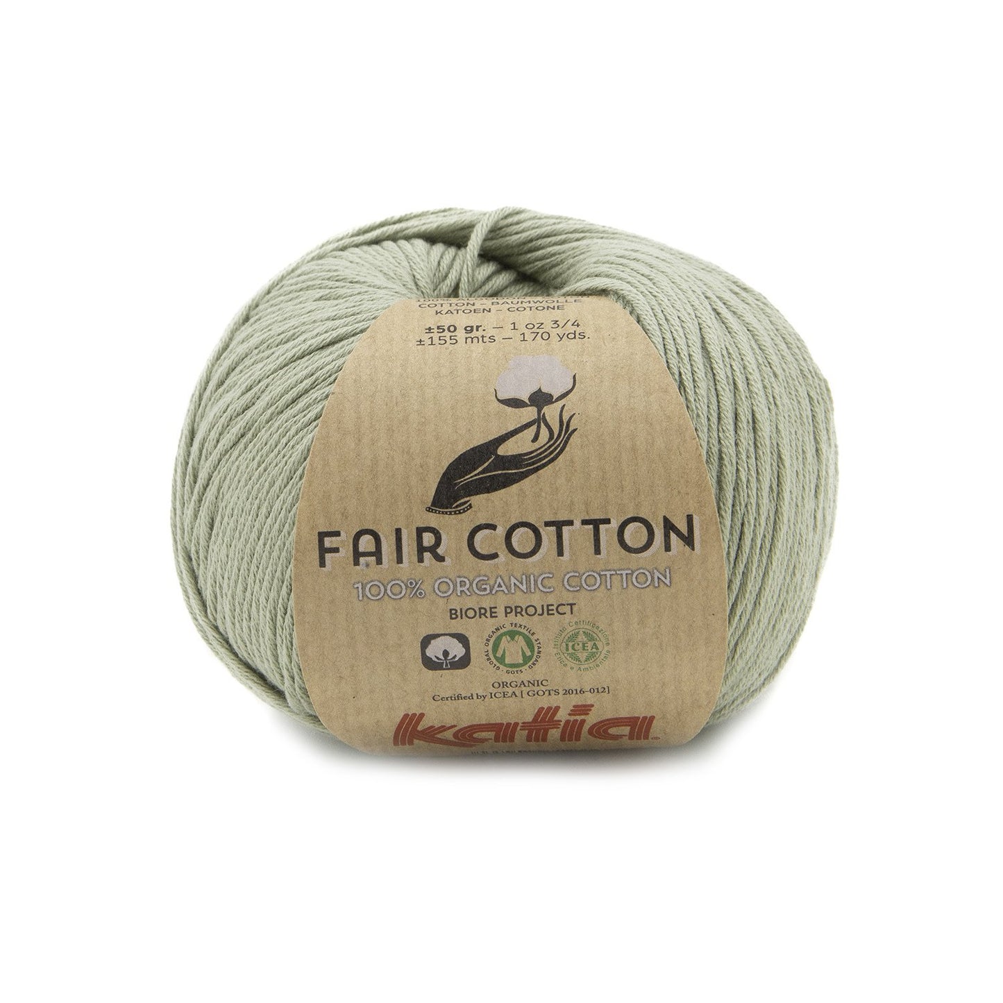 Katia Fair Cotton haakgaren bleekgroen – zachte katoen voor brei- en haakprojecten