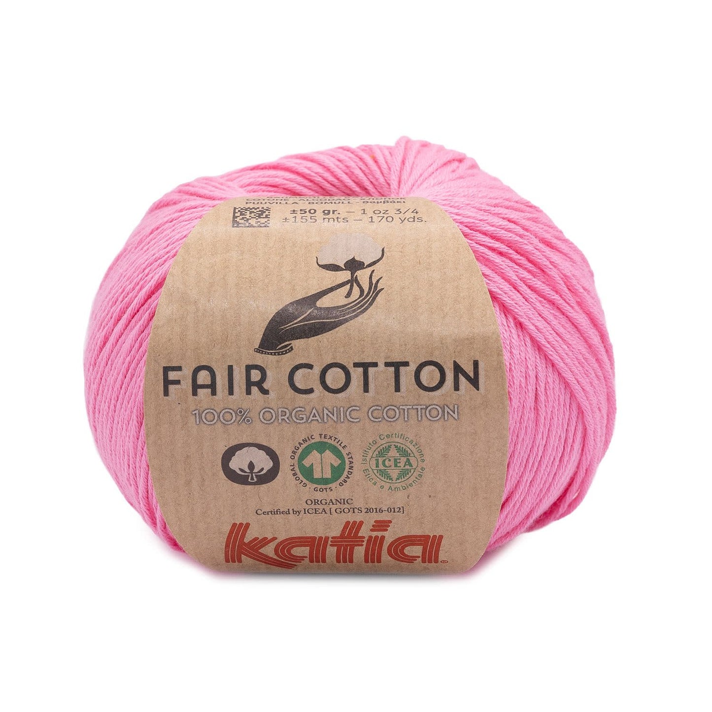 Katia Fair Cotton haakgaren medium roze – duurzaam katoen voor gevoelige huidjes