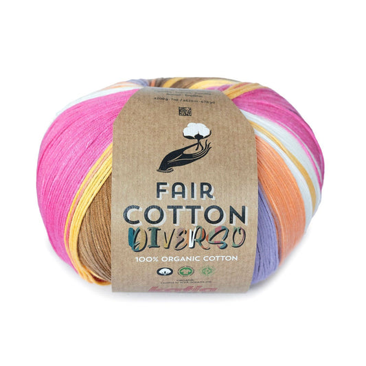 Katia Fair Cotton Diverso breigaren kleur 401 – gedurfde bedrukte breigaren voor grote projecten