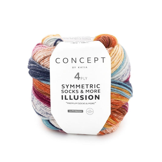 Katia Illusion Symmetric Socks 72 – 4-draads sokkengaren voor identieke sokken