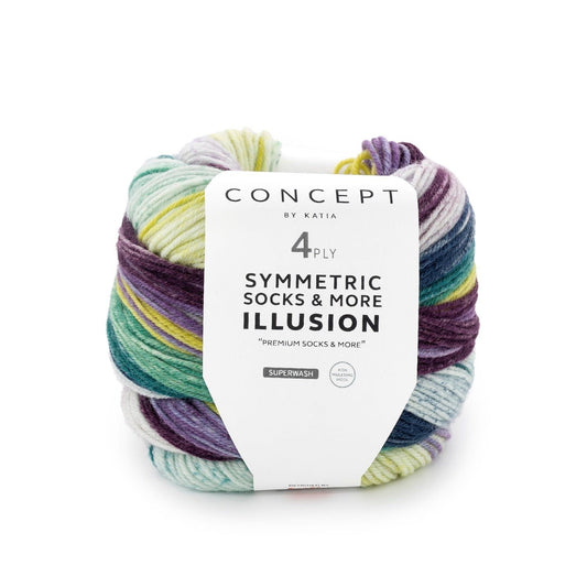 Katia Illusion Symmetric Socks 73 – 4-draads sokkengaren voor identieke sokken