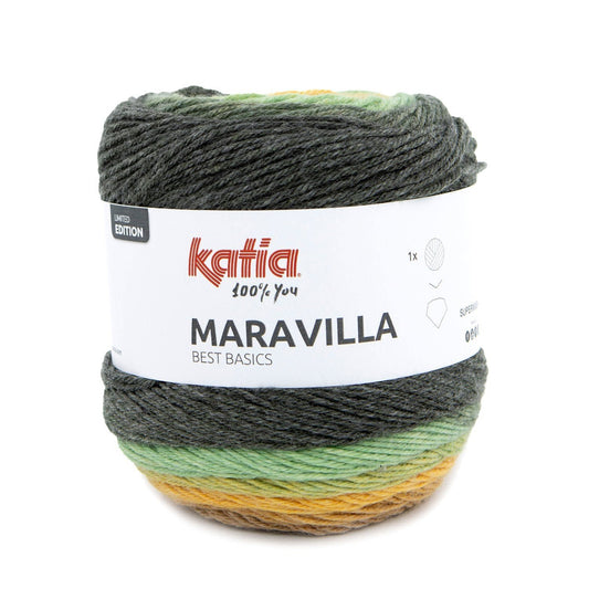 Katia Maravilla breigaren blauw-camel-groen - 100% katoen voor kleurrijke breiprojecten